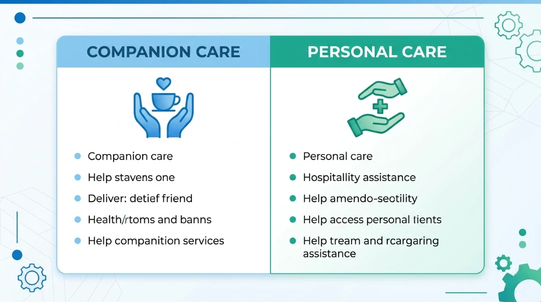 What is companionship care vs personal care comparison chart for senior home care services