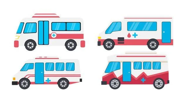 Illustration comparing four non-emergency medical transport vehicle types, including ambulatory, wheelchair-accessible, and stretcher transport vans used to estimate NEMT cost by service type."